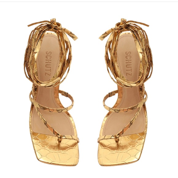 NWT Schutz Metallic Leather Sandal - Picture 5 of 11